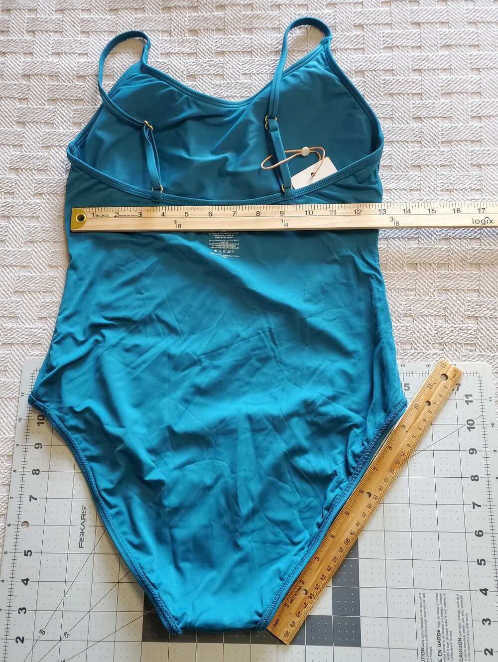 NWT Quince Italian Cami One-Piece Swimsuit Lagoon Teal Blue - Picture 9 of 14